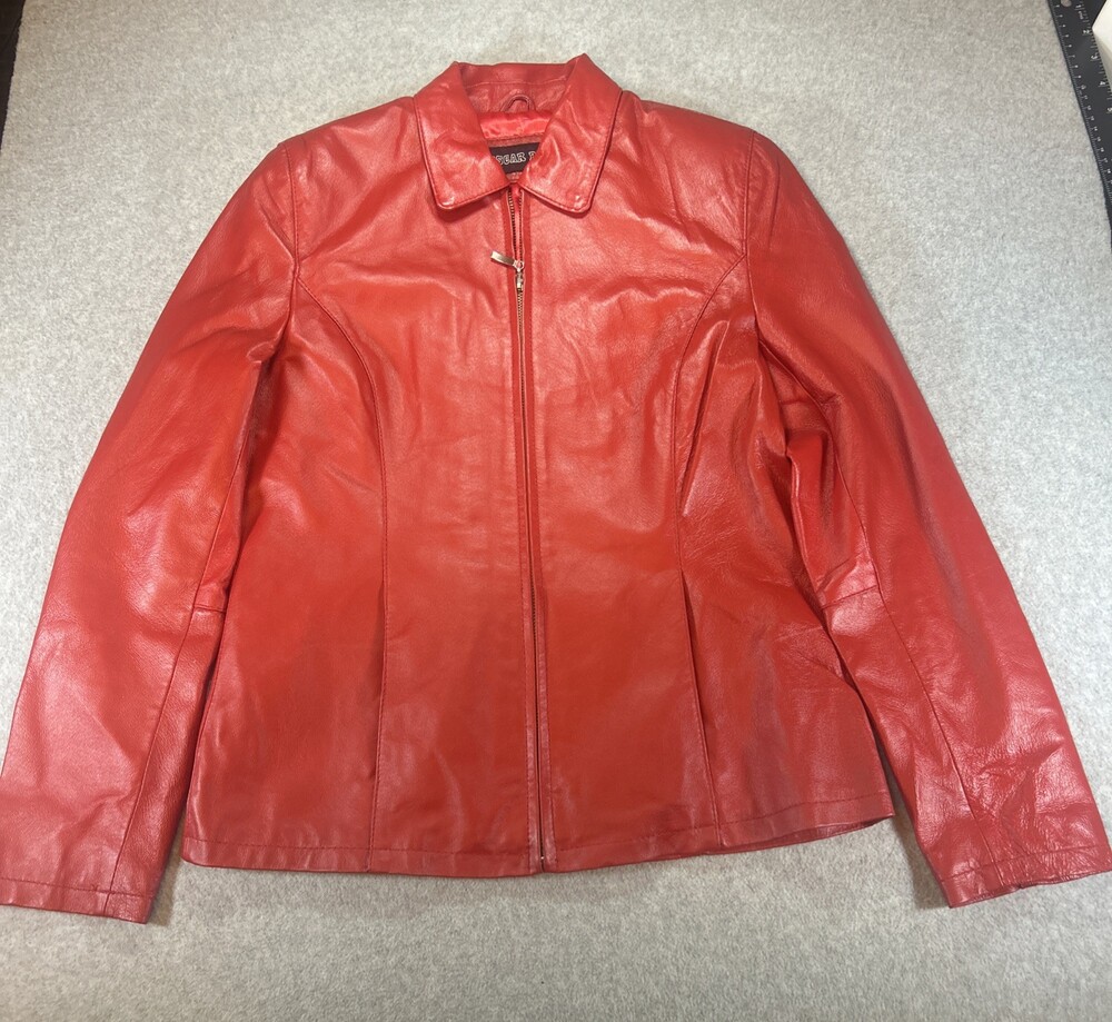 Oscar Piel 100% Leather Jacket Measures As A Large Red